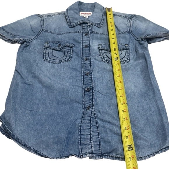 True Religion Y2K Button Front Chambray Western Rodeo Top Size XS - Picture 10 of 10